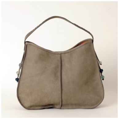 Moroccan Grey Leather Hobo Bag